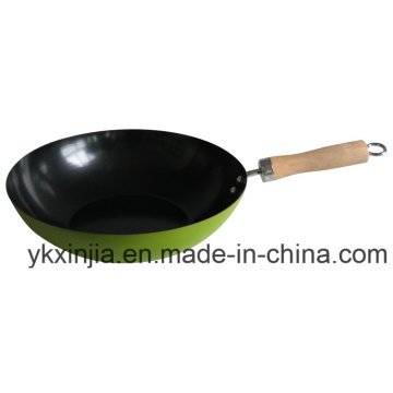 Utensilios de cocina Wok de acero al carbono de colores con utensilios de cocina de recubrimiento antiadherente